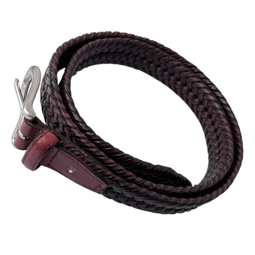 Tommy Hilfiger Braided Belt Faux Leather in Brown Woven Casual Classic Men's 38W